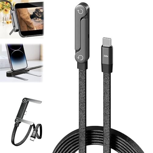 magimagi 2 in 1 Ladekabel mit Ständer 240W Schnellladekabel mit Unsichtbarer Halterung und Ständer 1 5 m für Smartphones Tablets Laptops und Gaming-Geräte