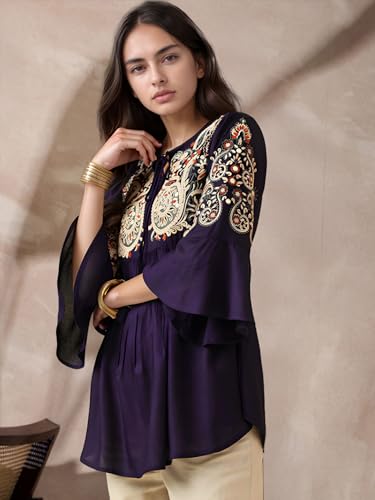 Image of Bee M Pee Designer Rayon Paisley Regular Short Kurti for Women Tunics Latest