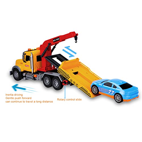Haomsj Big Tow Trucks Toy Trucks With Hook And Car For Boys Pull Back Truck Toys With Light And Sound For Kids (1:18 Plastic Tow Truck) #TOP4