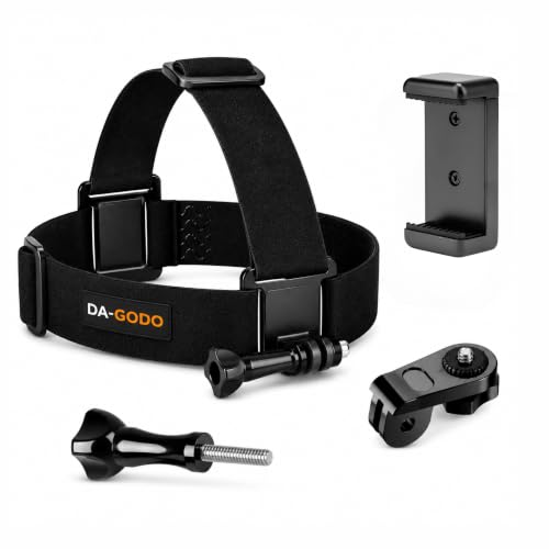 Image of Head Strap Mount with Phone Holder for GoPro Hero 13 /12 /11 /10 /9 /8, DJI Osmo Action 5 /4 /3, Insta360 X5 /X4 /X3, Universal Smartphone Head Mount for POV Recording, Vlogging & Cycling