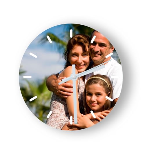 Personalised Glass Photo/Picture Clock, Analogue Clock, Home/Office Gift for Him/Her. Keepsake/Memento Photos Images
