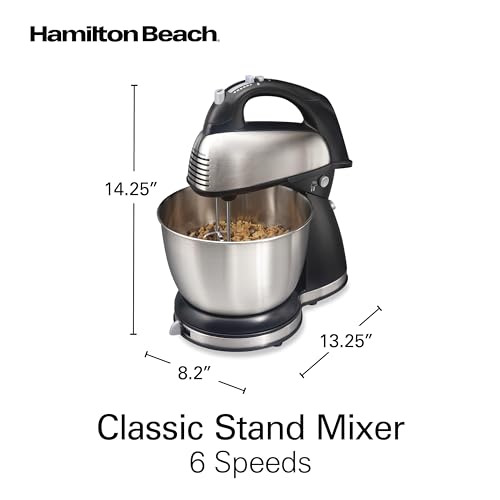 Hamilton Beach Classic Stand Mixer, 4 Quart Stainless Steel Bowl, 6 Speeds, 250W, Hand and Stand Mixer with 5 Attachments, QuickBurst™, Black and Stainless (64650) by Hamilton Beach - Image 7