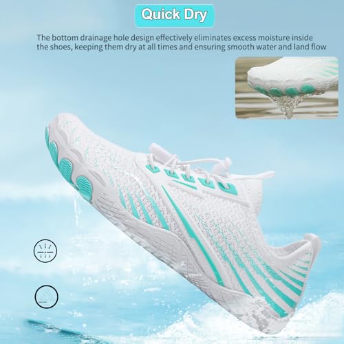 Image of Beach Water Shoes for Women Men Quick Dry Non-Slip Wide Toe Hike Barefoot Footwear for Beach Pool Aqua Swim Surf Walk