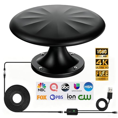 RV TV Antenna for Smart TV Outdoor, 720° Long Range Omni Directional Reception Digital HD Antenna Signal, with Super Signal Booster, 35ft HDTV Cable, for RV/Camping/Attic/Truck/Boat (RV502)