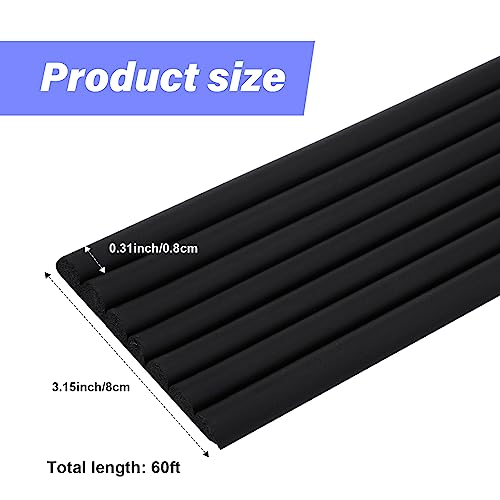 Image of Tradder 59 ft Extra-Wide Baby Proofing Table Edge Protector Crib Rail Bumper Child Safety Bunk Bed Ladder Cover Furniture Fireplace Desk Corner Guard with Adhesive Pre-Taped Foam Padding (Black)