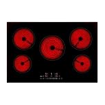 Willow WCH77T 77cm Ceramic Hob, Electric Hob Cooktop with Five Cooking Zones, Slider Touch Controls, Radiant Cooking, Black