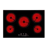 Willow WCH77T 77cm Ceramic Hob, Electric Hob Cooktop with Five Cooking Zones, Slider Touch Controls, Radiant Cooking, Black