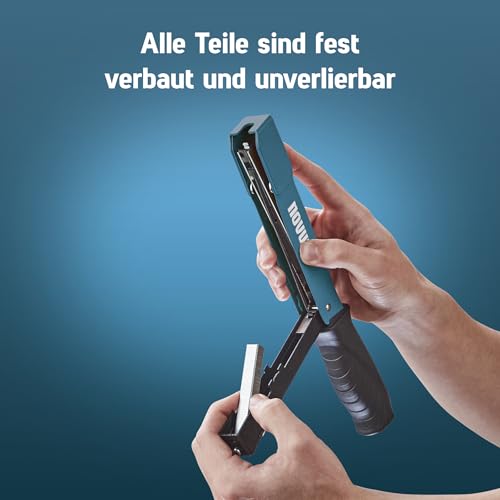 NOVUS TOOLS Hammertacker J-033 Set mit 5000 Klammern │ Robuster Schlagtacker aus Vollmetall mit Soft-Griff und Schnellladesystem │ Für Flachdrahtklammern Typ 11 von 6-10 mm