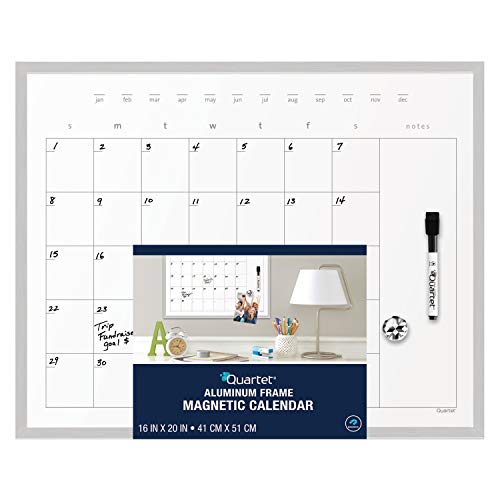 Quartet Dry Erase Calendar Board, Whiteboard / Whiteboard, Magnetic, 16 X 20 Inches, Aluminum Frame (63537) #TOP6