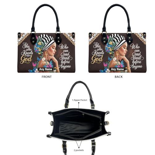 She Who Kneels Before God Can Stand Before Anyone Leather Bag, Personalized Leatherbag, God Leather handbag, Mother’s Day Gift for Women, Church Bags for Women, Bible Bag, Purses For Moms h33esM2