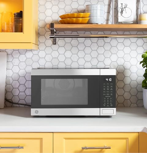 Image of GE 4-in-1 Countertop Microwave Oven, 1.0 Cu Ft, 1050W Convection Microwave with Air Fry & Broil, Compact and Quiet, Stainless Steel, Ideal for Apartments, Dorms & Offices, GCST10A1WSS | 1050W, Air Fry and Broil, Stainless Steel, Includes Crisper Pan, 2 Wire Racks and Removable Turntable