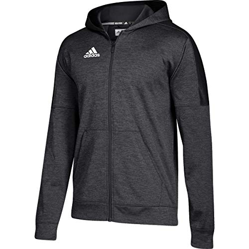 adidas Athletics Team Issue Full-Zip Hoodie, Black Melange/White
