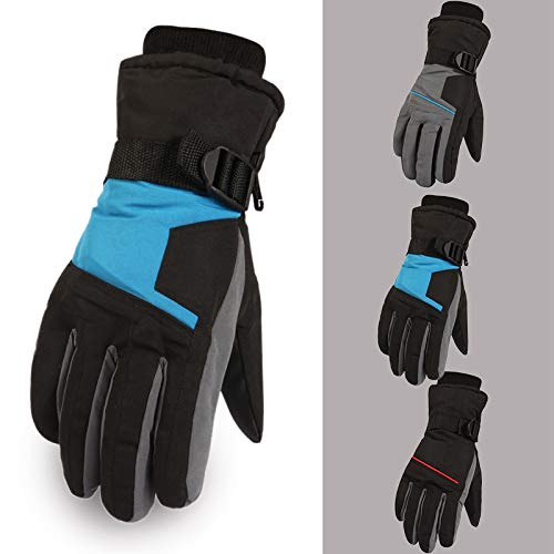 Bloepum Ski Gloves Winter Snow Outdoor Sport Men Warm Snowmobile Motorcycle Waterproof Snowboard Blue