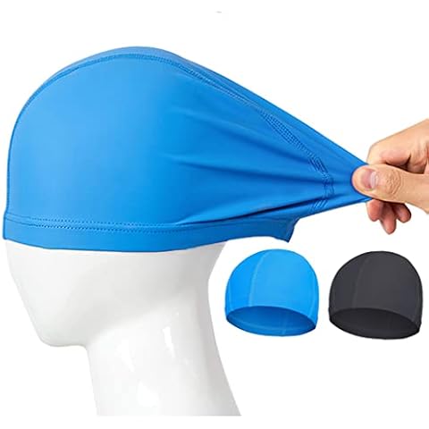 Swimming Caps for Kids, Adult, NETUME 2pcs Comfortable Fabric Swim Cap for Girls Boys Women Men, No Pull Hair /Super Stretch Cloth Swimming Hat for Children, Come with 1x Nose Clip Ear Plugs Cover
