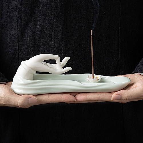 Brûleur d'encens main de bouddha en céramique zen pour la maison - 5