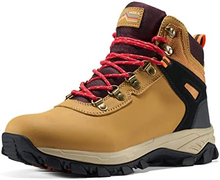 HISEA Women's Waterproof Hiking Boots, Lightweight Mid Leather Sneakers Boots for Women, Breathable Ankle Boots for Outdoor Climbing Trekking Backpacking Hiking, Size 9