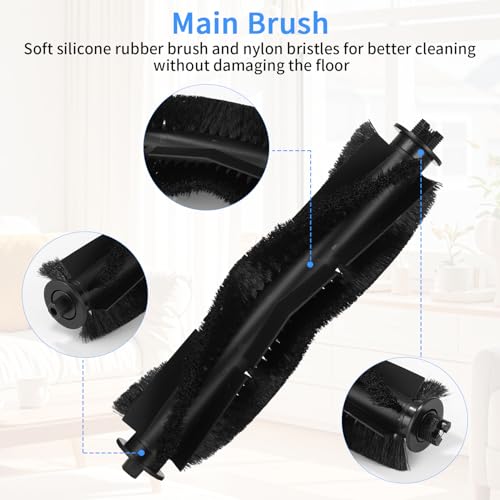 Tixexo Kit di Accessori Ricambio per Tikom G8000/G8000Pro/Honiture G20/G20 Pro/Laresar Evol 3 Aspirapolvere, 2 Spazzola Principale, 8 Spazzole Laterali, 6 Filtro HEPA, 6 Panni Mop - 4
