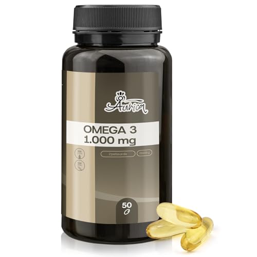 Aurica Omega 3 2000 mg con EPA y DHA - 50 Cápsulas de Alta Concentración (360 mg EPA, 240 mg DHA) - Apoyo para Corazón, Cerebro y Vitalidad Diaria, Ideal para Estilos de Vida Activos
