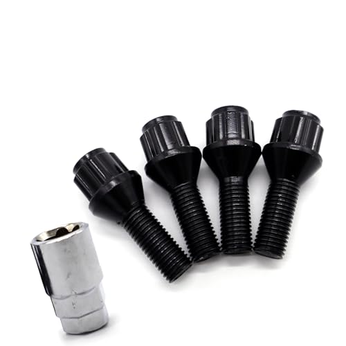 Pernos de buje antirrobo M12x1.5x26mm para BMW Serie 7 Tuercas de aleación negras E32 E38