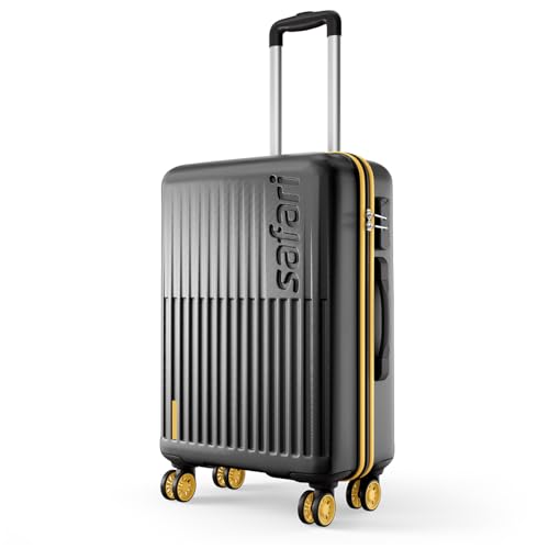 Safari Medium Astra Neo 8 Wheels 66cm Size Check-in Trolley Bag, Hard Case Polycarbonate, 360 Degree Wheeling Luggage for Men & Women, Travel Bag, Suitcase for Travel, Trolley Bags for Travel, Black