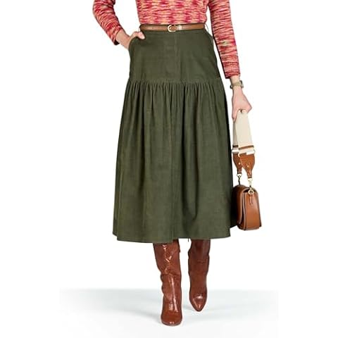 Amber Ladies Casual A-Line Cord Skirt Cover