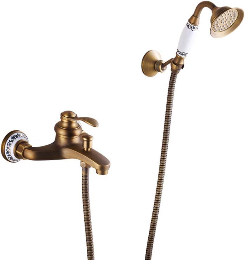 Mitigeur de baignoire douche cuivre rétro avec douchette chic