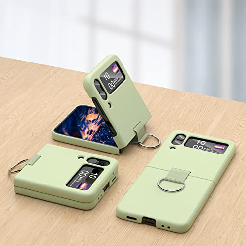 Samsung Galaxy Z Flip 4 Case Shockproof Heavy Duty Silicone Protective Cover With Ring Phone Case For Galaxy Z Flip 4 5G-Green #TOP4