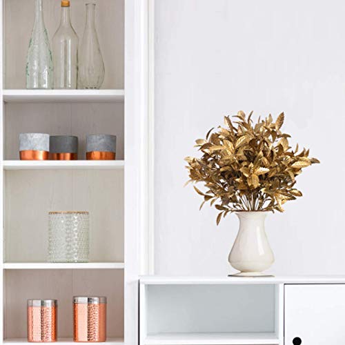 Cattree Artificial Plants For Christmas, Plastic Grass Faux Shrubs Fake Leaves Simulation Bushes Home Indoor Outdoor Garden Wedding Festival Decoration Hall Office Table Planter Filler – Gold 2 Pack #TOP7