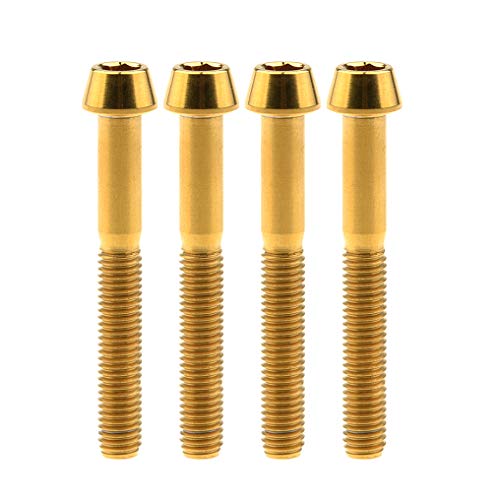 Image of Titanium Ti Bolt M5x9 16 18 20 25 30 35 40 45 50 55 60mm Tapered Head Screws Pack of 4 (M5x45mm, Gold)
