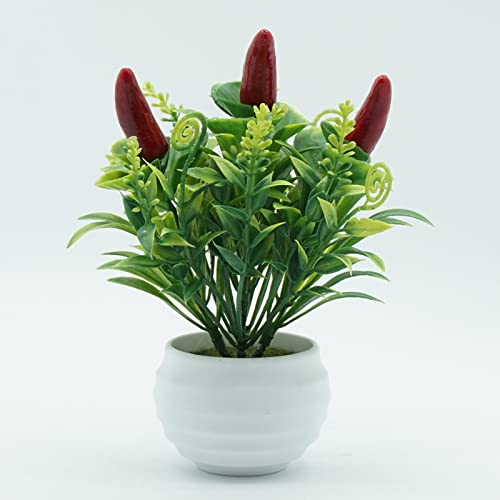 Curfair Artificial Plant Fake Flower Exquisite Artificial Strawberry Mushroom Fruit Tree Plant Bonsai Living Room Garden Decor Home Decor-Orange Lucky Fruit #TOP4