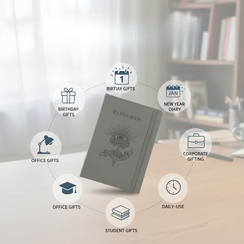 Image of Professional Leatherette Executive Diary 2025 - A5 Size Ruled Notebook for Office, Business & Personal Use, Premium Gift Journal (Grey design 1)