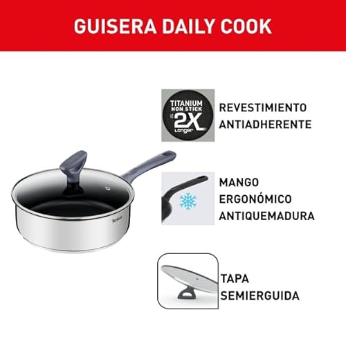 Variante de Tefal sarten 24 cm acero inoxidable con tapa y base reforzada
