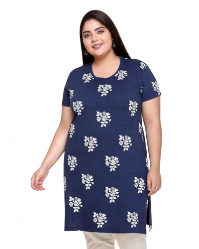 Image of In Love Women's All-Over Printed Cotton Plus Size Longline T-Shirt with Pockets