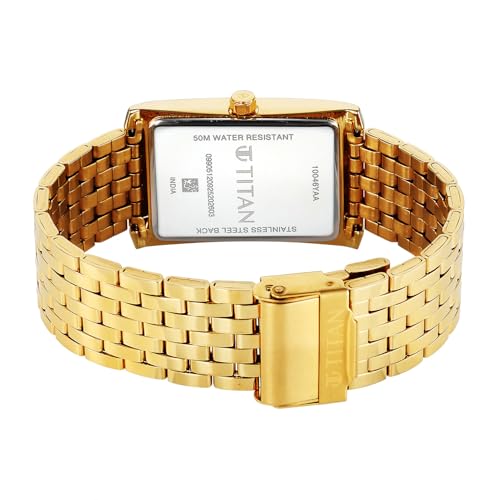 Image of Titan Regalia Allure Analog with Date and Green Dial Yellow Gold Stainless Strap Watch for Men - 10046YM03