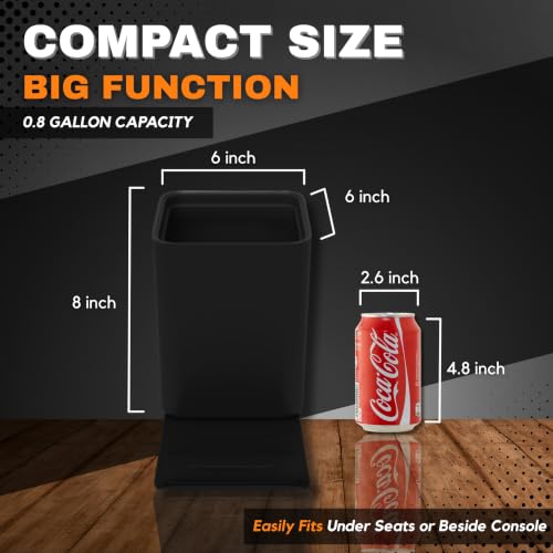 Image of Car Trash Can, 0.8 Gallon Medium Car Garbage Bin with Stability Base Flap & Spikes for Car Humps and Flat Floors, Durable Plastic Auto Trash Container