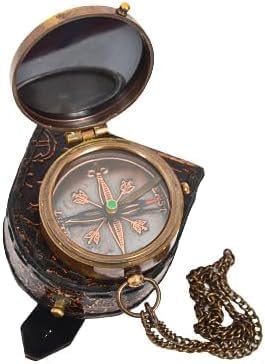 Brújula Vintage de Bolsillo de Latón con Cadena, 2 Pulgadas miniatura 5
