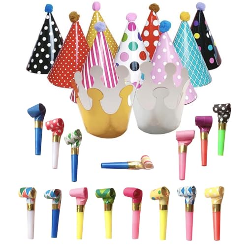 26-Piece Party Pack: Adult & Kids Hats & Crowns