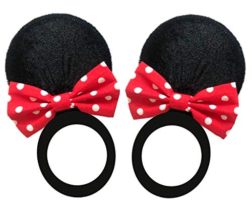 Products4ushop Red Polka Dots Bow Mouse Ears Hair Clips Barrettes Elastic Hair Bands Kids Girls Costume: M3 (Band 7 cm)