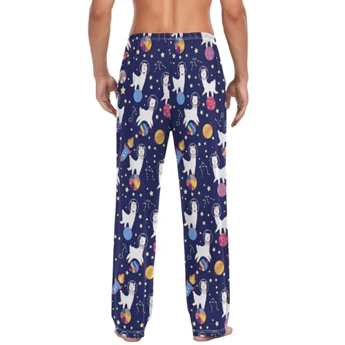 Space Llama Constellation Rocket Men's Pajama Pants Sleepwear Lounge Pajama Bottoms2