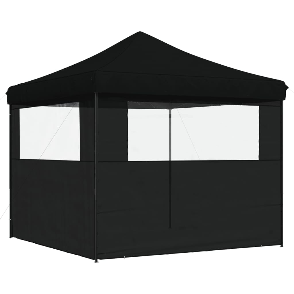 vidaXL Tienda de Fiesta Plegable Pop-Up con 2 Paredes Laterales Negra, Tienda, Tienda de jardín, cenador de Camping, toldo cenador, cenador toldo