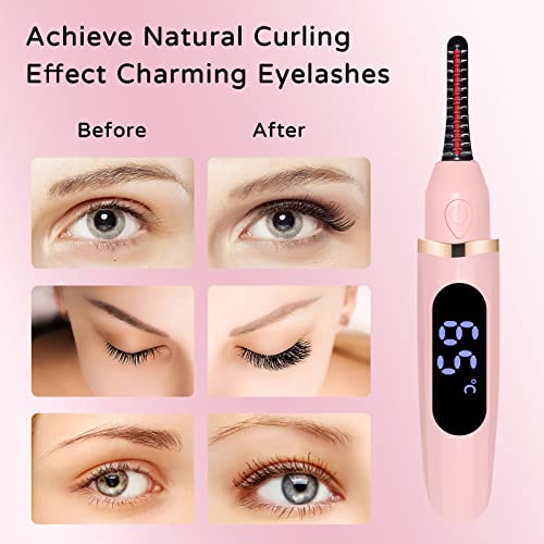 Asttoniikk Heated Eyelash Curlers, Usb Rechargeable Electric Eyelash Curler With Eyelash Comb, Quick Natural Curling & 24 Hours Long Lasting Eye Lashes Tool For Women #TOP5