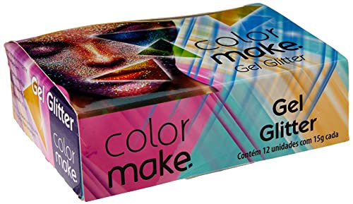 Glitter Gel Pote 15G Caixa C/12 Azul, Colormake