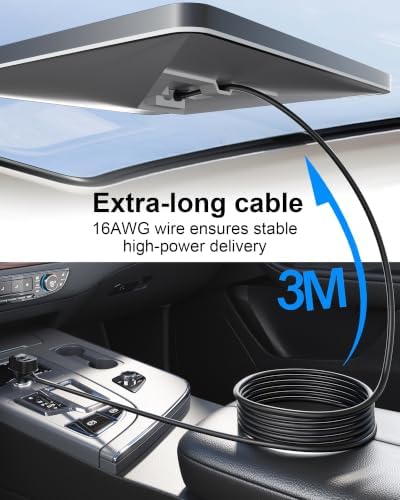Starlink 미니 자동차 어댑터 3m(10피트) 16AWG 케이블 90W 3-in-1 — 사진 3