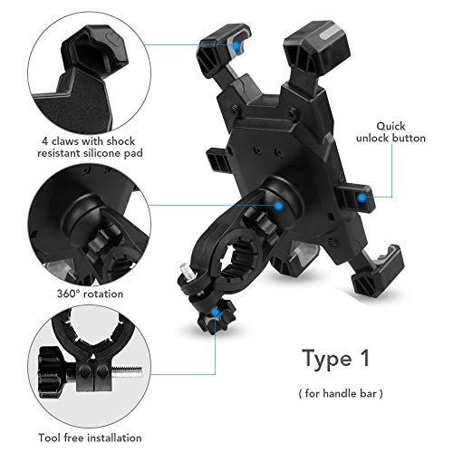 DECDEAL Suporte de telefone móvel para bicicleta de bloqueio rápido Rotação de 360 ° ajustável para