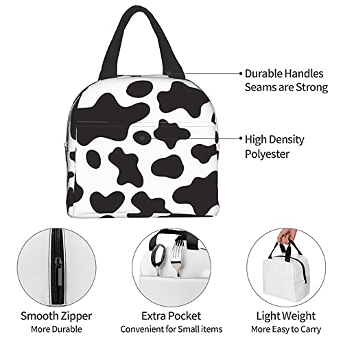 Gocerktr Cow Print Lunch Bag Reusable Lunch Box Waterproof Thermal Tote Bag Lunch Container Cute Cooler Bag For Women Men Work/Travel/Picnic #TOP4