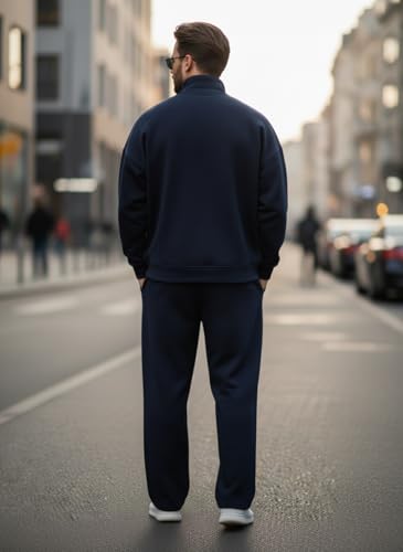 Image of Mack Jonney Solid Half Zipper Track Suit for men | Co-ord Set | Warm Fleece Tracksuit Set | Full Sleeve Sweatshirt