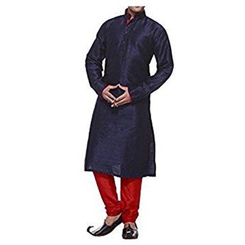 Royal Kurta azul de seda para hombre perfecto en bodas y fiestas