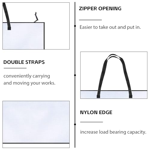 3 Stück A2 Sammelmappe: Transparent A2 Zeichenmappe, Praktisch Mappe, Robust Kunstmappe Mit Griff Und ReißVerschluss, für Prüfung und Dokumentenorganisation (63.5cmx48.26cm)