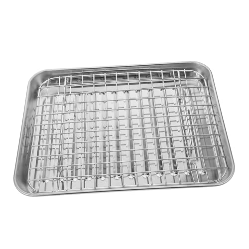Veemoon Bandeja para Horno y Rejilla de Enfriamiento de Acero Inoxidable Antiadherente Resistente y Reutilizable para Cocina Doméstica y Camping Ligero y Duradero para Servir Patatas