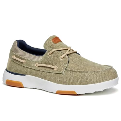 Men's Orthopedic Slip On Loafers Walking Shoes for Plantar Fasciitis: Knee Pain Arch Support for Supination, Lightweight Outdoor Flat Feet Shoes, Casual Fashion Sneakers for Standing Khaki Size 9